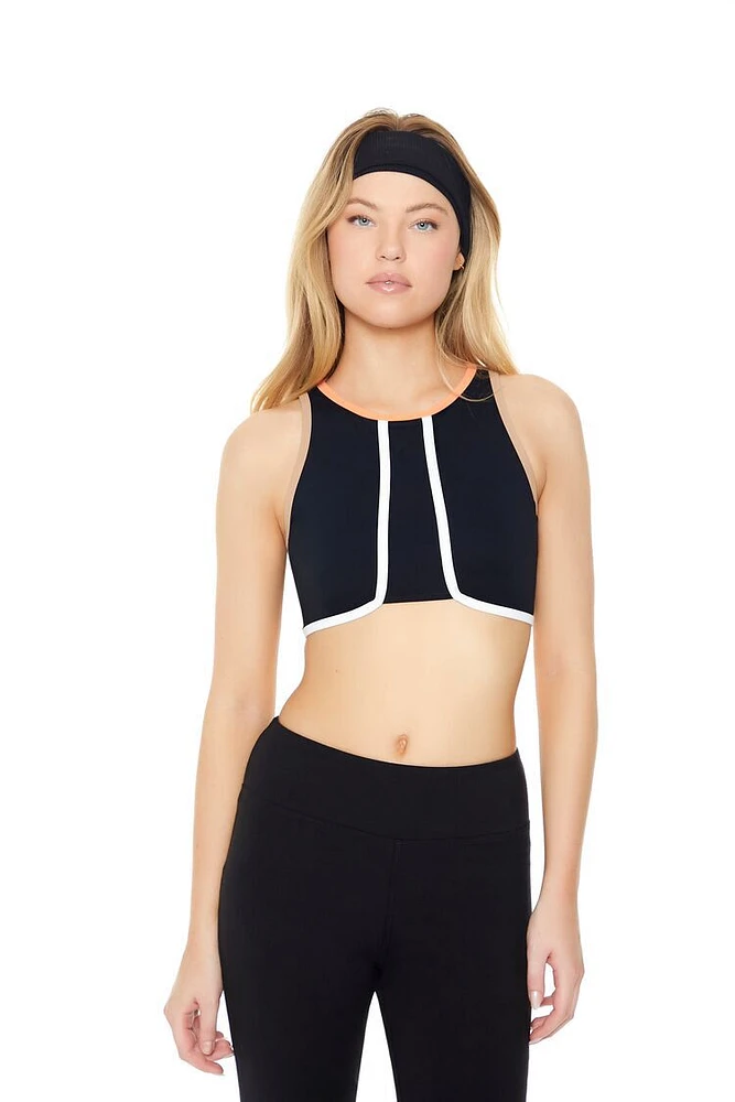 Contrast-Trim Longline Sports Bra