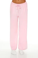 Piped-Trim Wide-Leg Pajama Pants