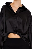 Satin Balloon-Sleeve Shirt