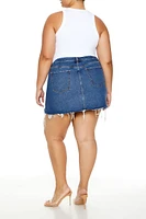 Plus Distressed Denim Mini Skirt