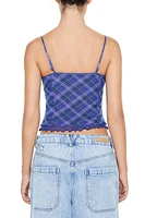 Mesh Lettuce-Edge Plaid Cami