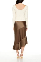 Satin Flounce Midi Skirt