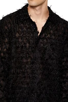 Fuzzy Textured Button-Front Shirt