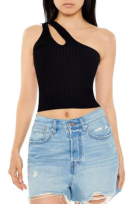 Sweater-Knit One-Shoulder Crop Top