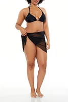 Plus Size Mesh Swim Cover-Up Sarong Mini Skirt