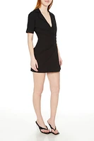 Plunging Short-Sleeve Mini Dress