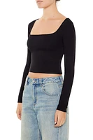 Square-Neck Long-Sleeve Top