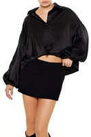 Satin Balloon-Sleeve Shirt