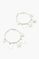 Star & Faux Pearl Hoop Earrings