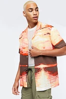 Sunset Graphic Cuban Collar Shirt