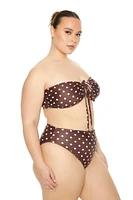 Plus Polka Dot Bandeau Bikini Top