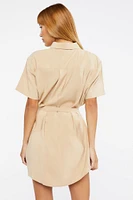 Tie-Waist Mini Shirt Dress