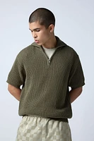 Sweater-Knit Half-Zip Shirt