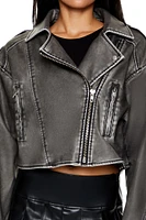 Faux Leather Cropped Moto Jacket