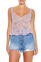 Sheer Lace Floral Tank Top