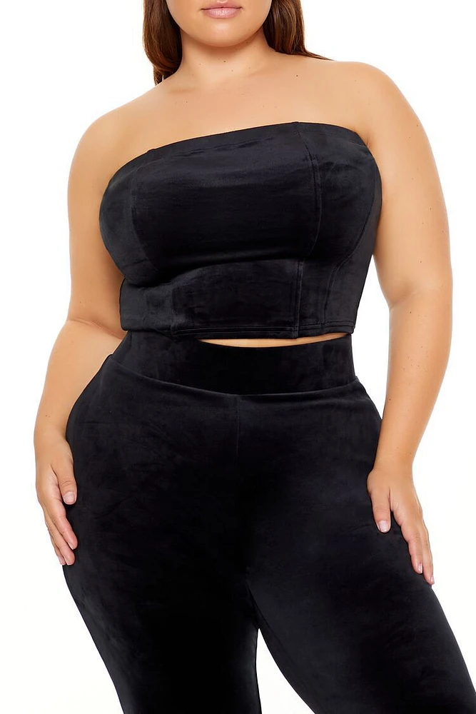 Plus Velour Cropped Tube Top