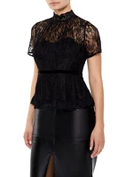 Lace Illusion Peplum Top