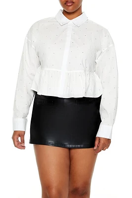 Plus Rhinestone Peplum Shirt