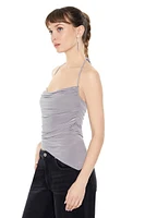 Asymmetrical Ruched Halter Top