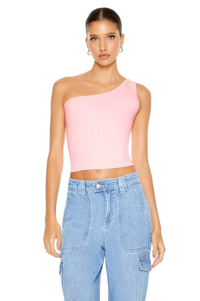 Seamless One-Shoulder Crop Top