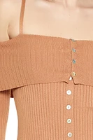 Open-Shoulder Sweater-Knit Crop Top