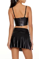 Rhinestone Faux Leather Bustier Cami