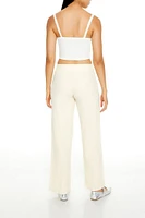 Ribbed Mid-Rise Wide-Leg Pants