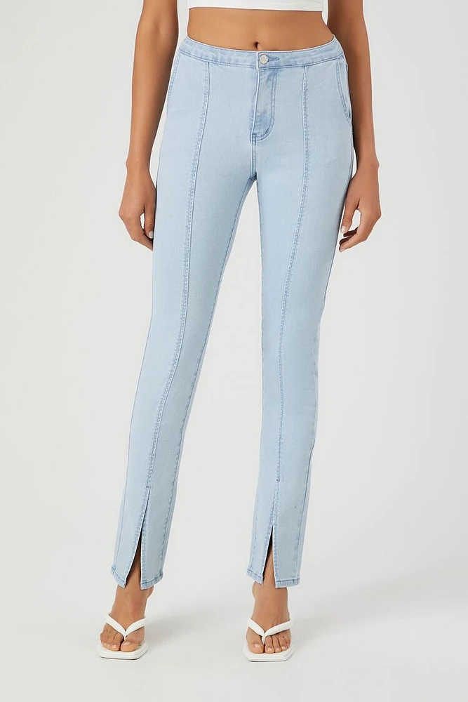 Seamed Split-Hem Straight Jeans