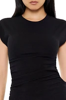 Ruched Cap-Sleeve Cutout Top