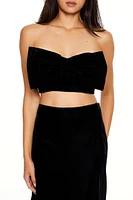 Velvet Bow Cropped Tube Top