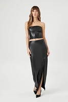 Cropped Faux Leather Tube Top