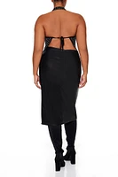 Plus Faux Leather Midi Skirt