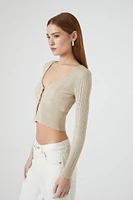 Ribbed Cropped Cardigan Sweater