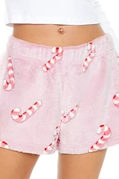 Plush Candy Cane Pajama Shorts