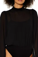 Chiffon Mock Neck Bodysuit