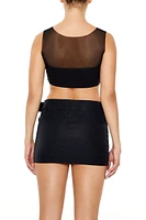 Mesh Faux Gem Crop Top