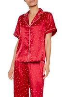 Heart Print Pajama Shirt & Pants Set