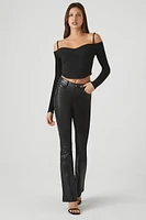 Ribbed Open-Shoulder Crop Top