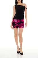 Mesh Floral Print Mini Skirt