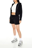 Raw-Cut Fleece Drawstring Shorts