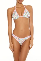 Bright Floral Contrast High Leg Bikini Bottoms