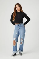 Cropped Open-Knit Sweater