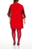 Plus Sequin Christmas Lights T-Shirt Dress