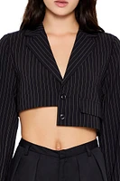 Pinstriped Asymmetrical Blazer