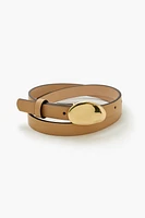 Abstract Buckle Faux Leather Belt