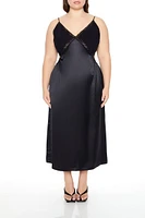 Plus Satin Cutout Midi Dress