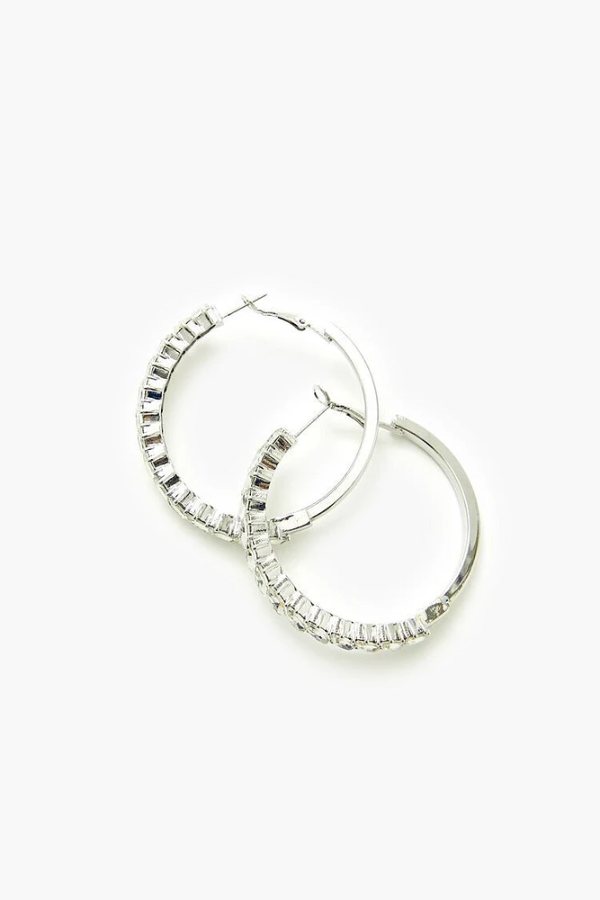 Faux Gem Hoop Earrings