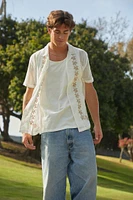 Embroidered Crochet Shirt