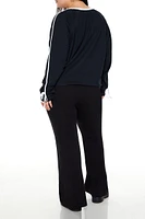 Plus Varsity-Striped Flare Pants