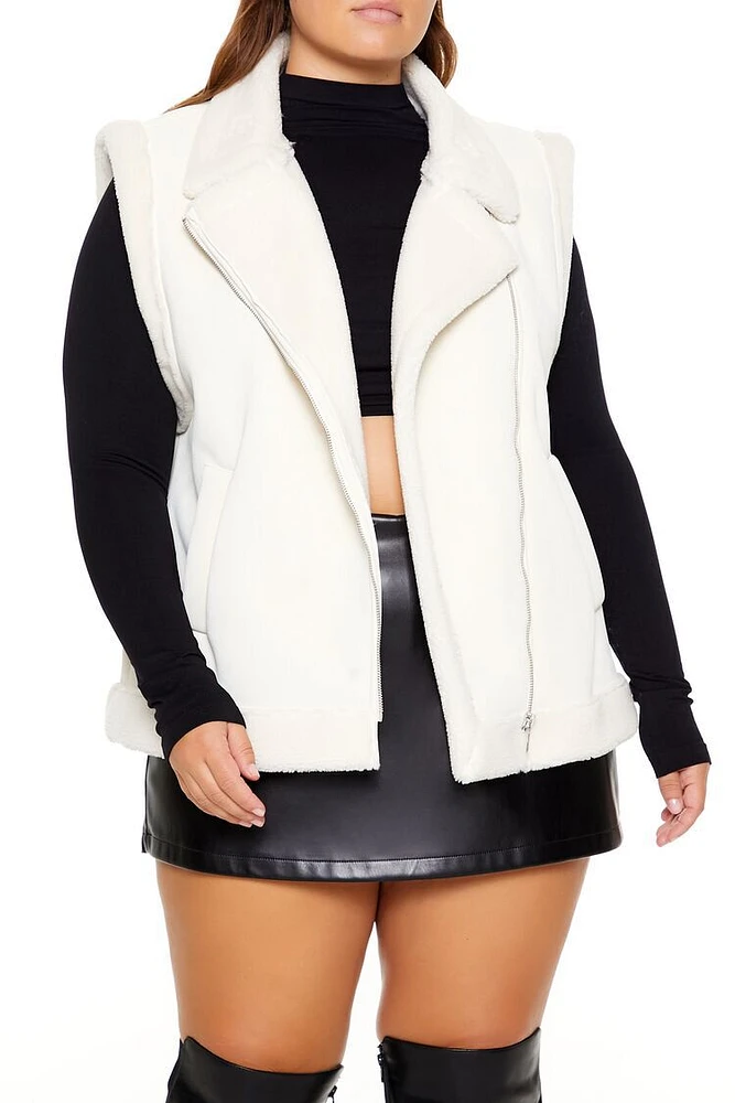 Plus Faux Fur & Leather Vest